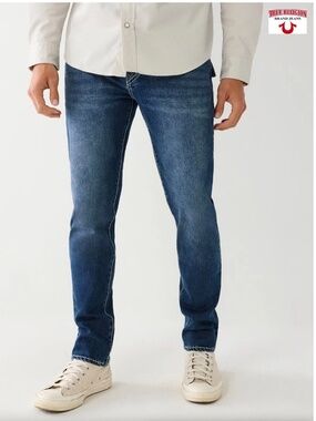 TRUE RELIGION MEN NWT ROCCO BIG T FLAP RELAXED SKINNY DARK ROPER JEAN.SIZE 34X32